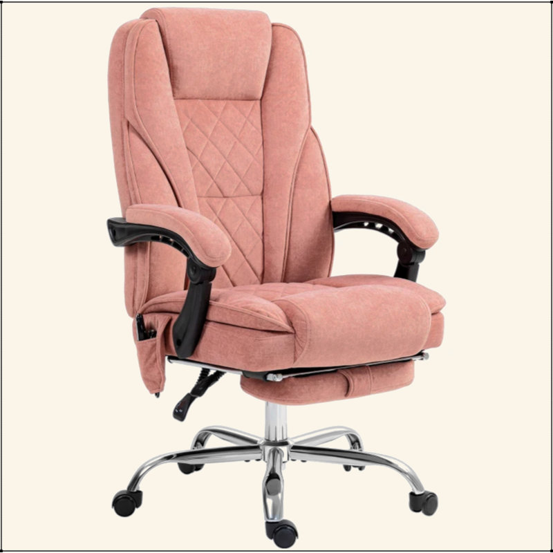 Fauteuil de bureau de massage chauffant inclinable avec hauteur réglable et repose-pieds