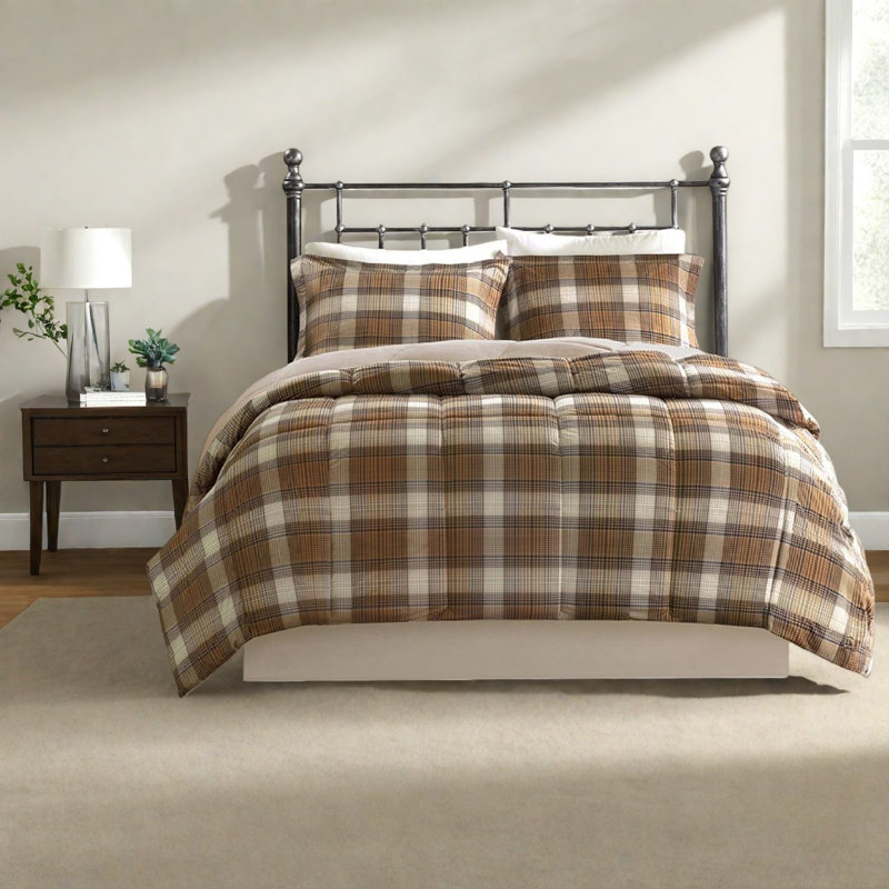 Cozy Microfiber Bedding Sets, Rustic Plaid Full Queen Home Comfort