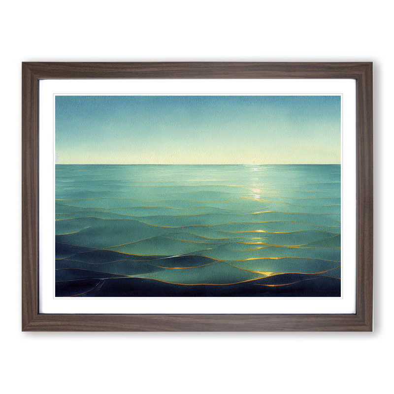 Golden Ocean Framed Print, 25cm H x 34cm W x 2cm D, Walnut Framed