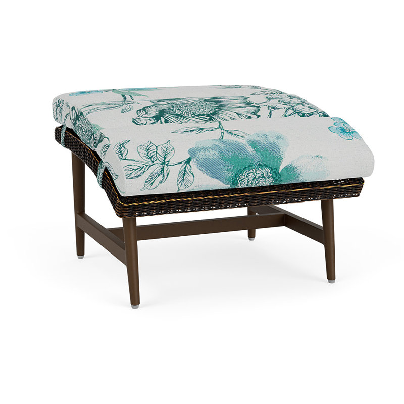 Cascade Outdoor Ottoman, Serena Floral Mist, Mink
