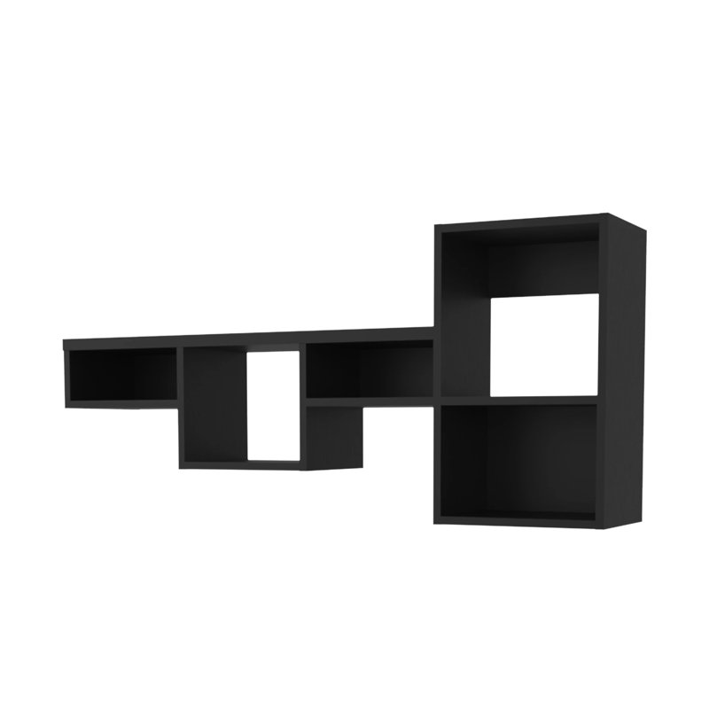 Étagère murale à 5 tablettes noires - idéale pour les espaces restreints dans le salon et le bureau, Noir