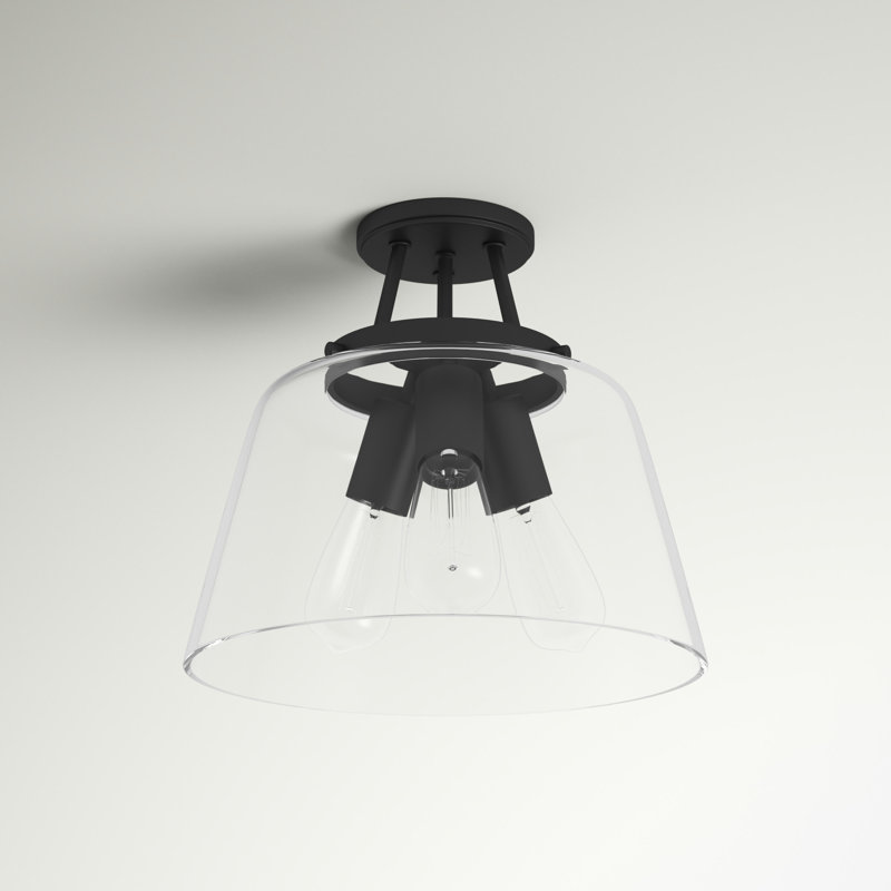 Macklin 3 - Light 13'' Simple Dome Semi Flush Mount in Matte Black, Matte Black