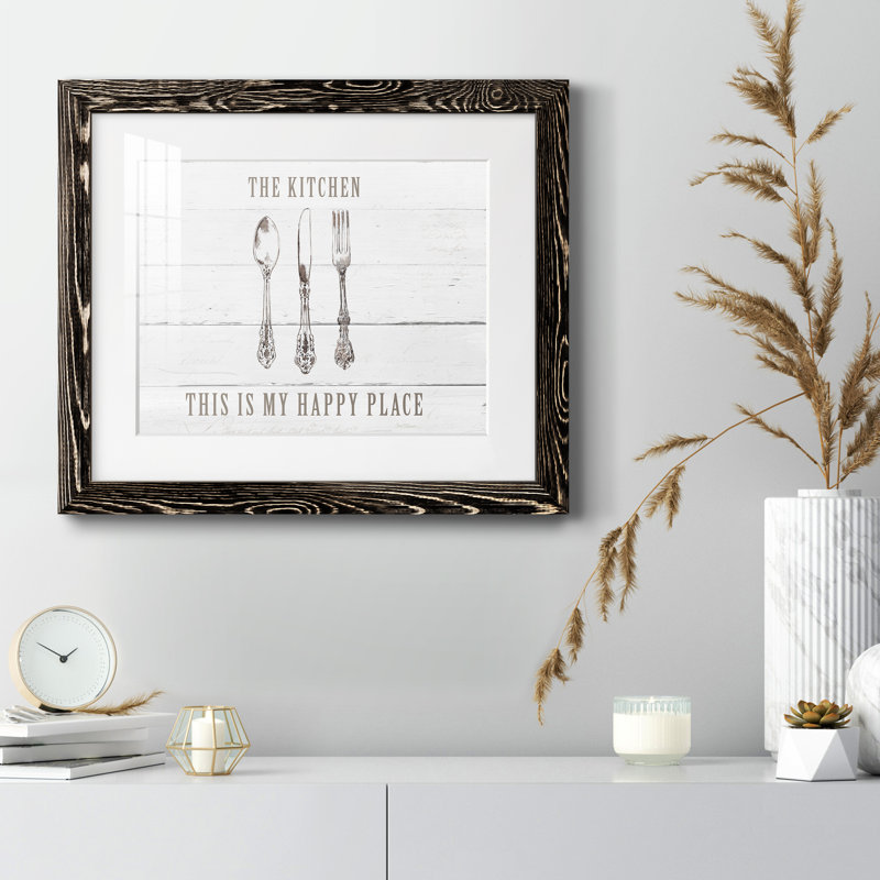 Kitchen Happy Place - peinture encadrée, H 24 po x l 18 po x P 1,5 po, Cadre noir