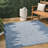 Grundy Berber Stripe Geometric Blue/Ivory Indoor/Outdoor Rug-1639086717