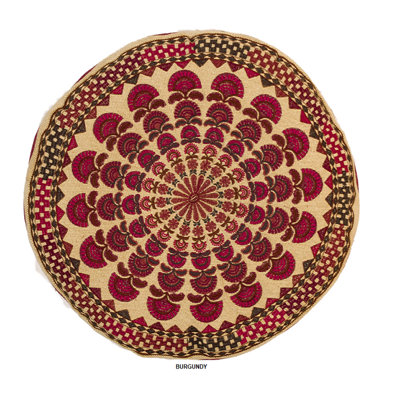 Coussin brodé rond en coton