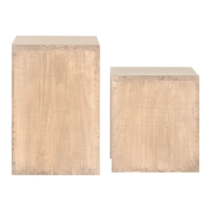 Evie Solid Wood Sled Nesting Table Set, Light Wash