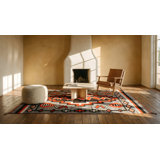 Artistic Bold Tribal Design Antique Native American Flatweave Navajo Rug