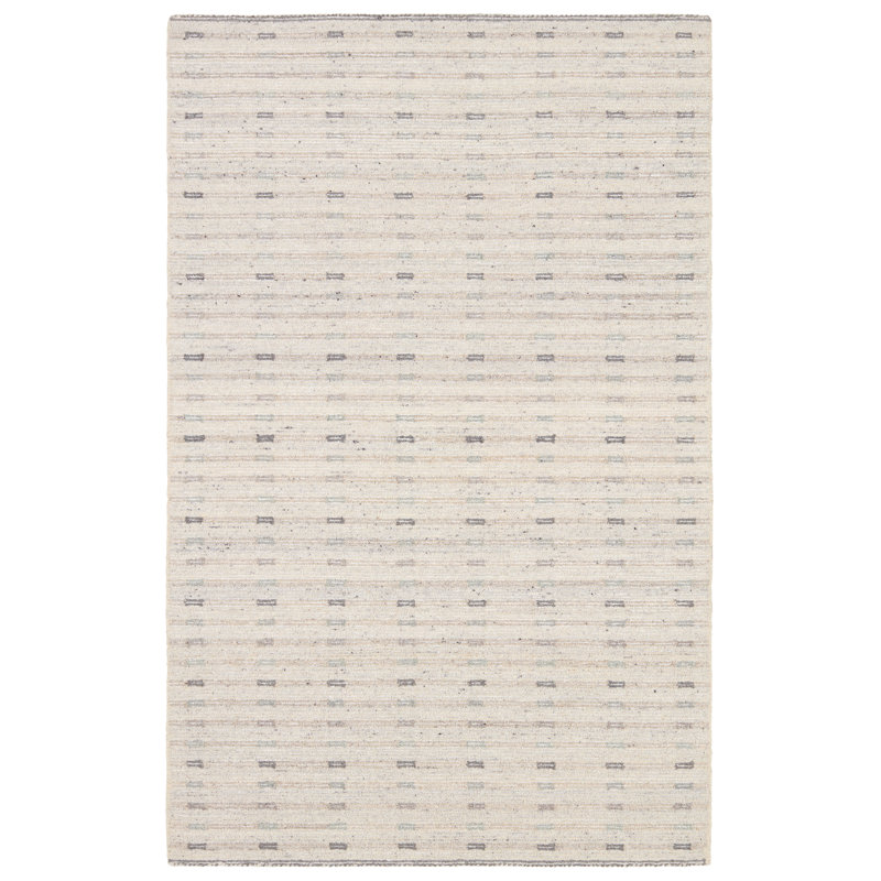 Tapis rayé gris / taupe fait à la main Vibe By Latitude Run® Aiker, Rectangle de 5 pi x 8 pi, Gris / Brun clair