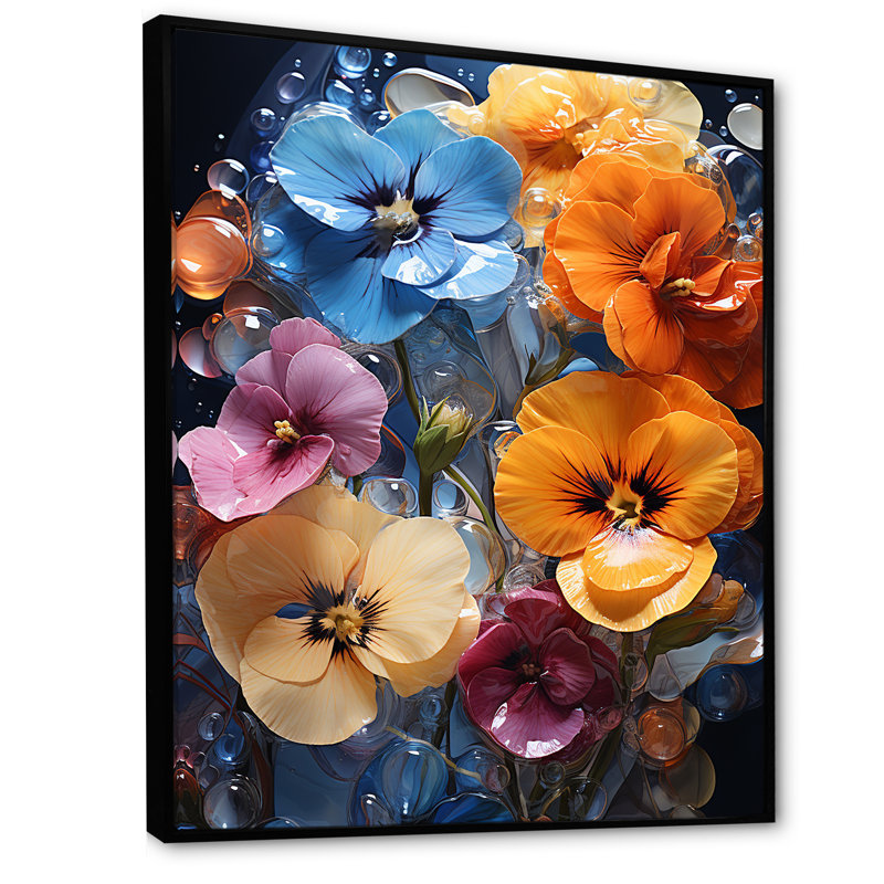 Vibrant Pansy Medley II, Cadre flottant noir, H 32 po x l 24 po x P 1 po