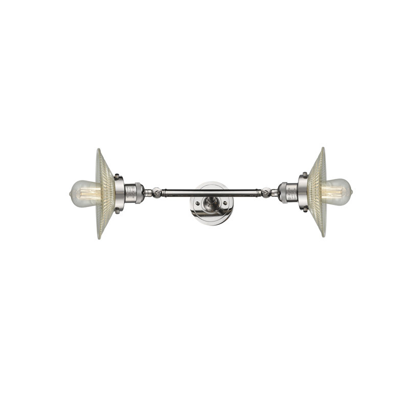 Éclairage pour salle de bain 2 lumières Lavelle Vintage, Matte White Halophane, Chrome poli