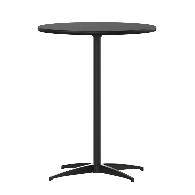 Marrel Round Wood Cocktail Table with Columns, 42" H x 24" L x 24" W, Black, Black