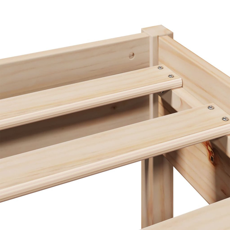 Nahunta Solid Wood Bed, Brown, white and pink, 135 x 190cm