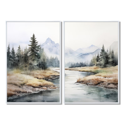 «River Mountain In Minimal Canada II», art mural beige