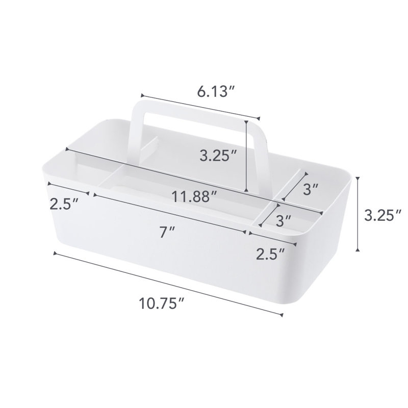 White Steel Large Tool Storage Caddy with Handle