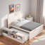 Lit plateforme en bois avec lit gigogne escamotable et compartiments de rangement latéraux-699215539-699215536