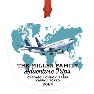 Custom Travel Adventure Ornament Personalized Metal Keepsake For Family Trips Vacations Or First Adventures
