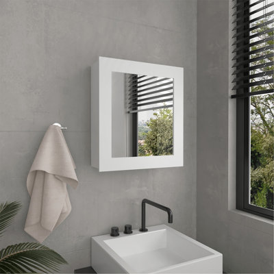 Medicine Cabinet with Mirror Door 20.5" High Cabinet Organizer with Two interior Shelves  for Bathroom, Kitchen, Mudroom
