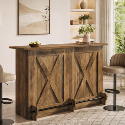 Home Bar Unit With 2-tier Shelves