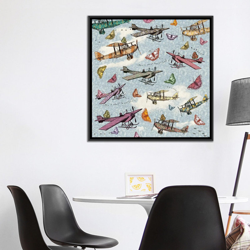 «Vintage Sky», impression sur toile, H 37 po x l 37 po x P 1,5 po, Toile avec cadre noir, Pas de tapis