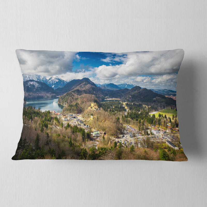 Alpes et Lacs le jour d'été - Coussin à imprimé paysage