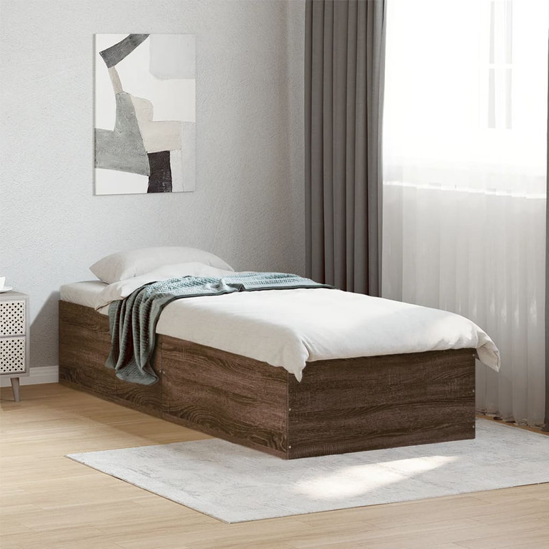 Vidaxl Bed FrameEngineered Wood, 100 x 200cm, Brown Oak