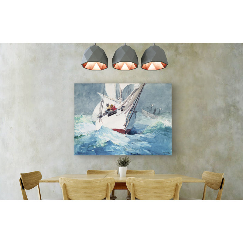 Reefing Sails Around Diamond Shoals, Cape Hatteras by Winslow Homer - Wrapped Canvas Painting, 70cm H x 100cm W x 4cm D