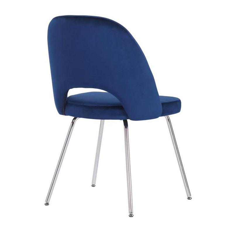 Chaise d'appoint rembourrée en velours, Chrome, Bleu