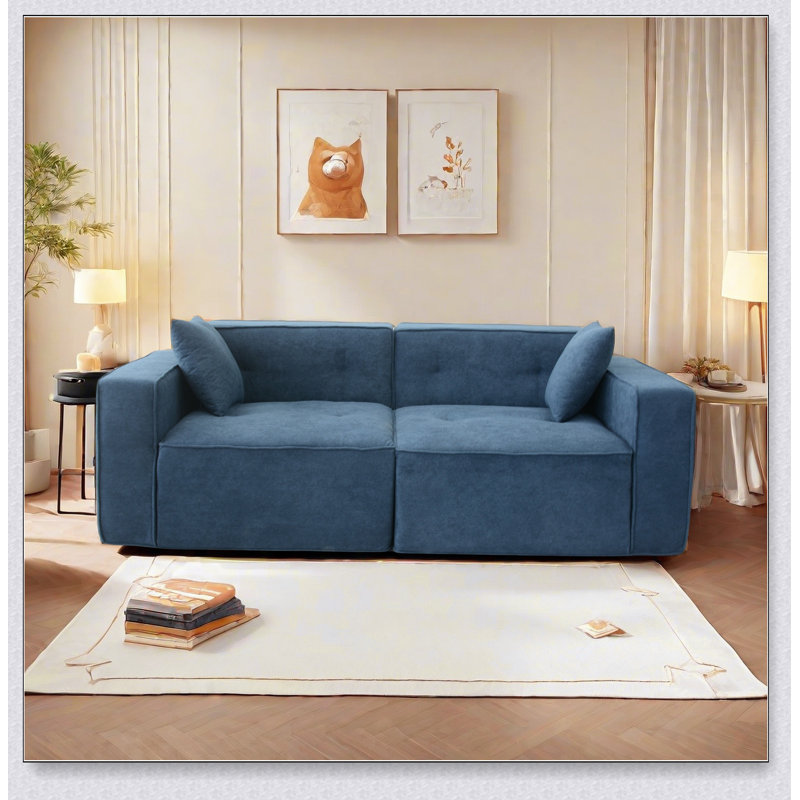 Canapé à compression 3 places avec coussins moelleux Modern, Blue