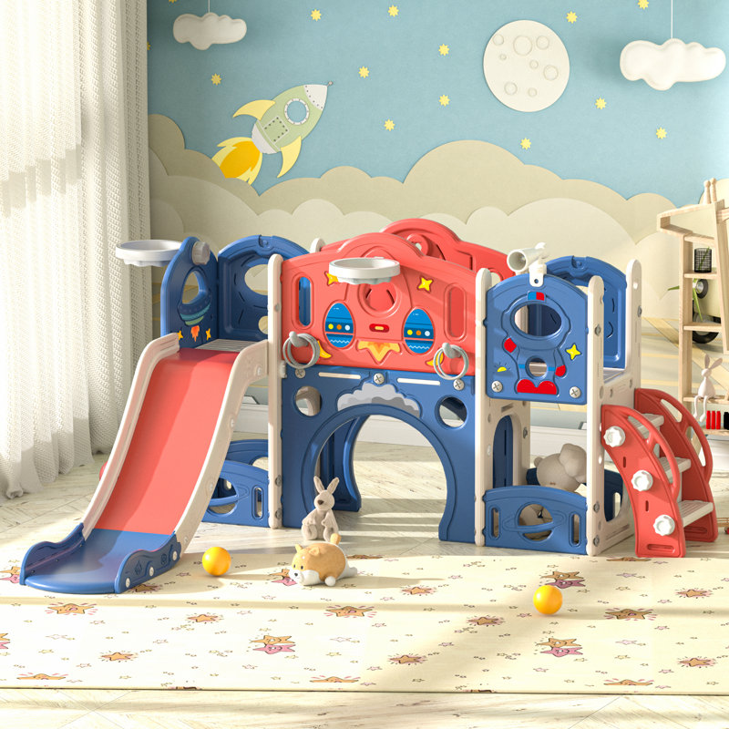 9 In 1 Toddler Slide And Climber Play Set, Blue/Red