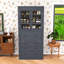 Armoire de cuisine avec 3 tiroirs, tablettes réglables, prise de courant et ports USB-1727607092