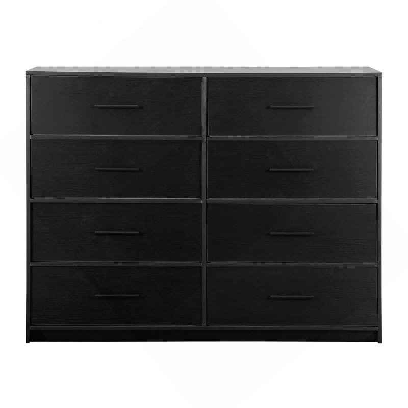 Commode 8 tiroirs avec tiroirs en tissu, Noir
