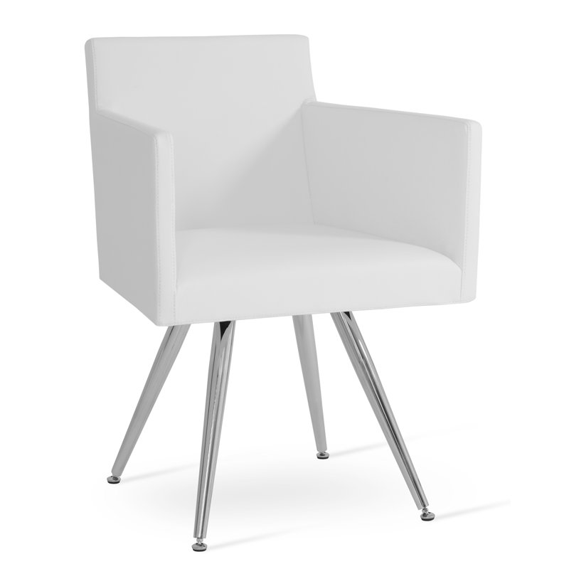 Harput 15'' H Upholstered Armchair, White, Natural