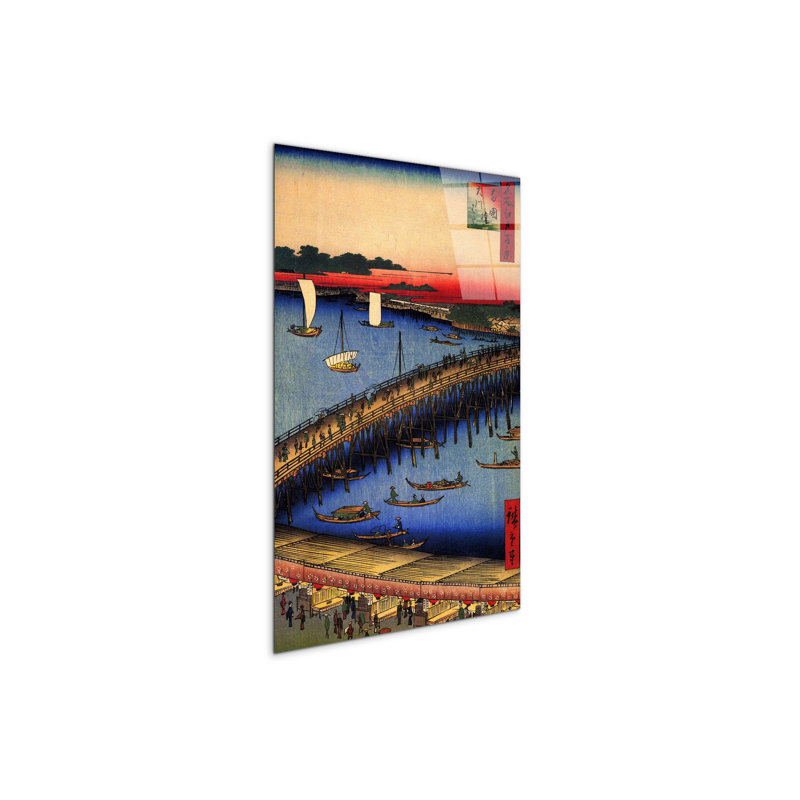 "Ryogoku Bridge and the Great Riverbank" by Hiroshige Utagawa 53×79.5 cm CrystalArt Acrylic Glass Effect, Lightweight Ready to Hang