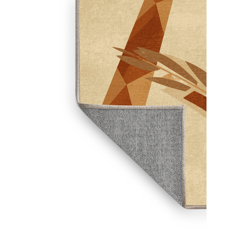 Machine Washable Ortmund Sugarcane Global Inspired Geometric Rug in Beige – Beige Binding, 5x7