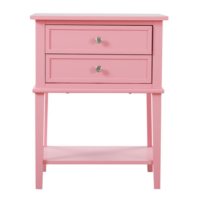 Table de chevet 2 tiroirs Newton, rose