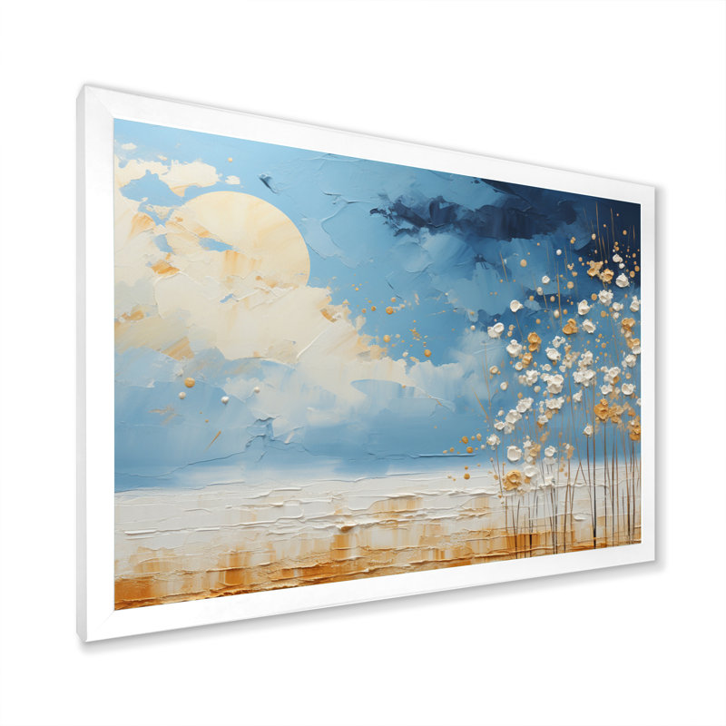 Nuage de prairies collages - impression, H 30 po x l 40 po x P 1,5 po, Cadre photo blanc