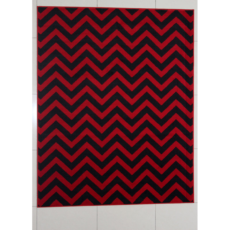 Tapis de zone rouge/noir Nelissen, Rectangle 3 pi x 5 pi