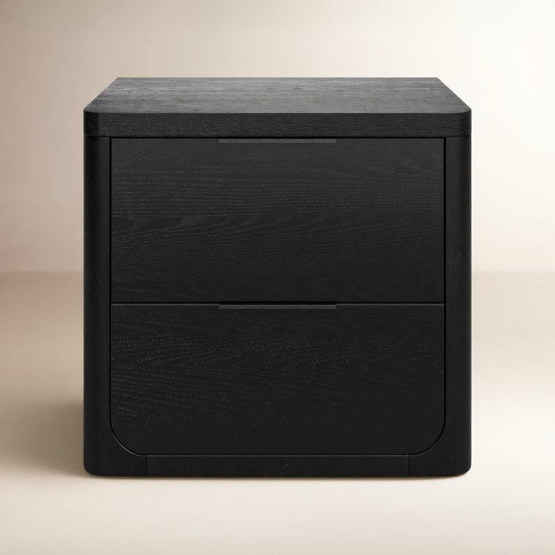 Altus 2 Drawer Wood Nightstand, Black