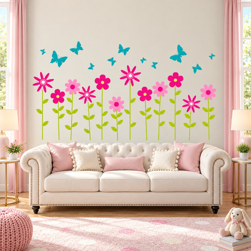 Plants & Flowers Non-Wall Damaging Wall Decal, Scheme A