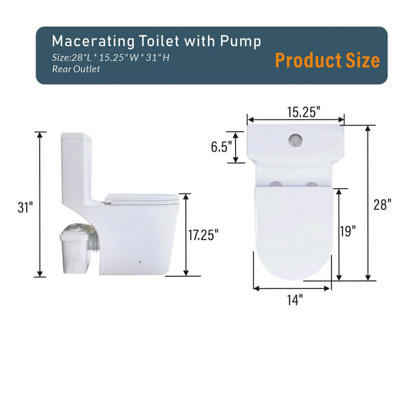 Upflush 600W Macerating Toilet With Waste Disposal And Powerful Dual Flush Toilet System