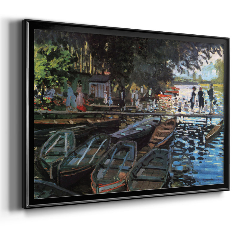 «Bathers At La Grenoullière» par Monet, reproduction d'art sur toile, H 14 po x l 20 po x P 1,5 po, Noir