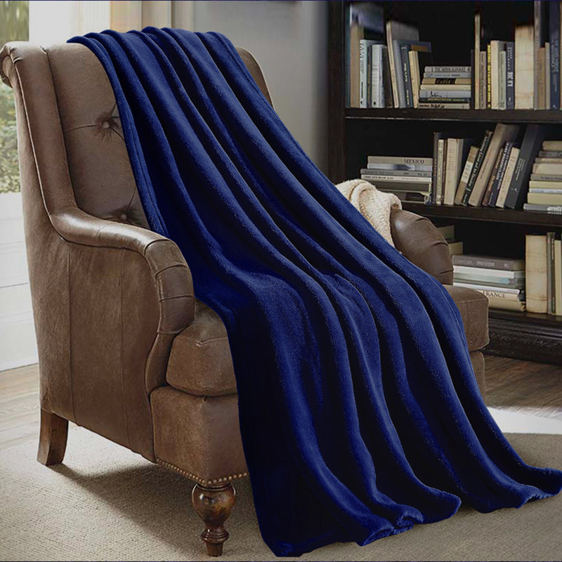 Knitted Throw Blanket, Navy