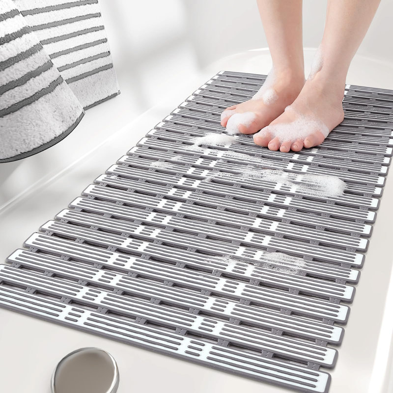 Tapis de bain, Gris / blanc, L 16 po x L 27 po