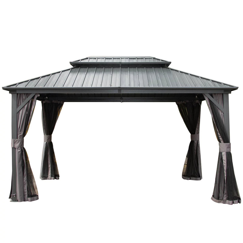Abri de jardin pour patio en métal en aluminium mesurant l 16 pi x P 12 pi
