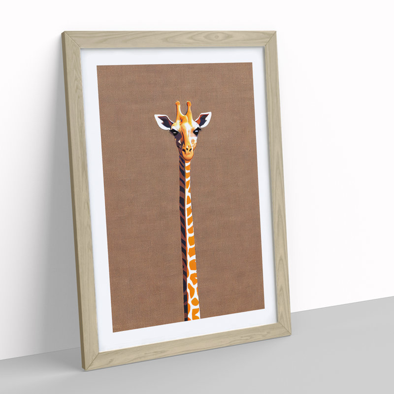 Skinny Giraffe - Framed Print, 64cm H x 46cm W x 2cm D, Oak