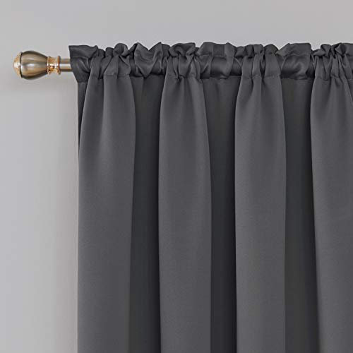 Room Darkening Curtain Pair, Dark Gray, 52" W x 54" L
