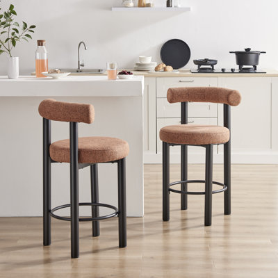 Serena Upholstered Fabric Bar Chairs with Black Legs - Bold Contemporary Tube Design