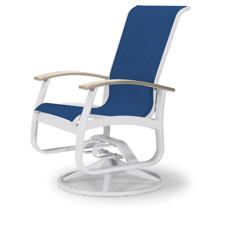 Chaise de patio pivotante Askar, Cobalt 35D Sunbrella®, Désert P60, Blanc brillant