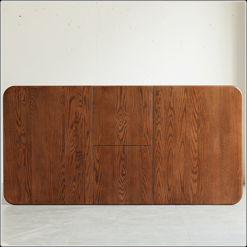 Walnut Colour Solid Oak Round Corner Diagonal Leg Telescopic Table 1.2-1.6M, For 6-8 People