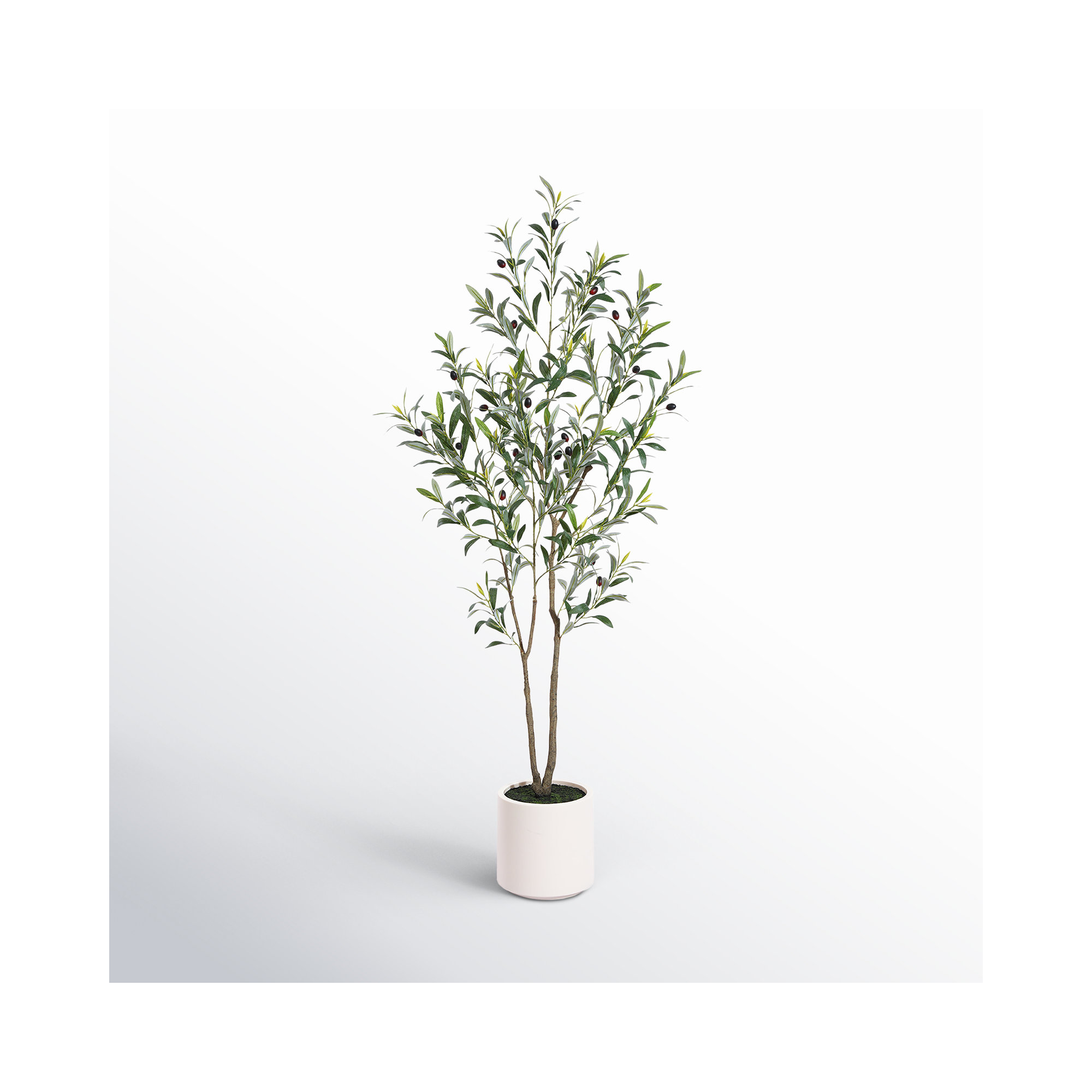 Altman Faux Olive Tree in White Planter, Lifelike Fake Olive Plant for Indoor and Outdoor Decor, 60'' H x 8.6'' W x 8.6'' D